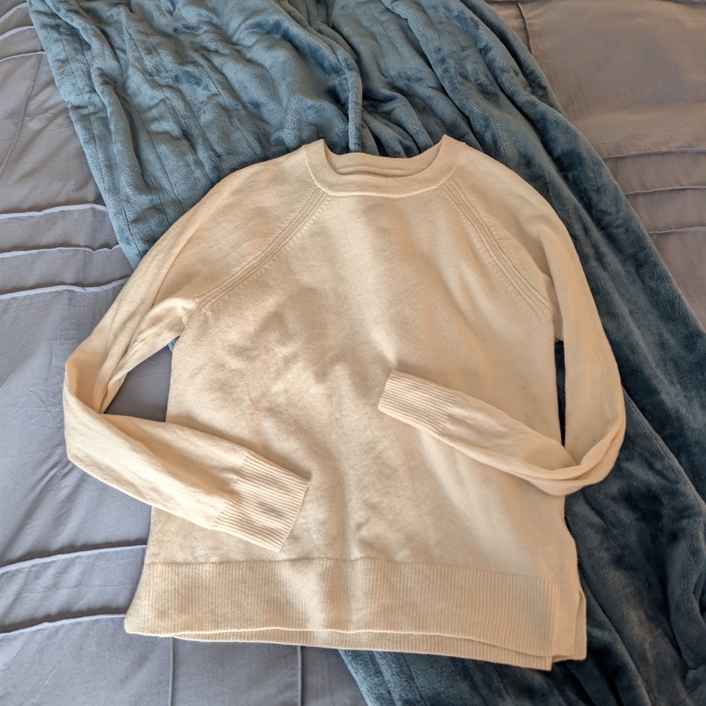 J. Crew Soft Cream Ivory Knit Top Sweater Oversized M Cotton Blend